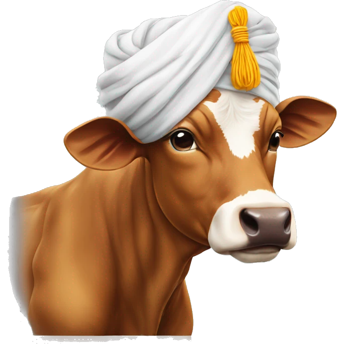 Sikh cow  with a turban emoji