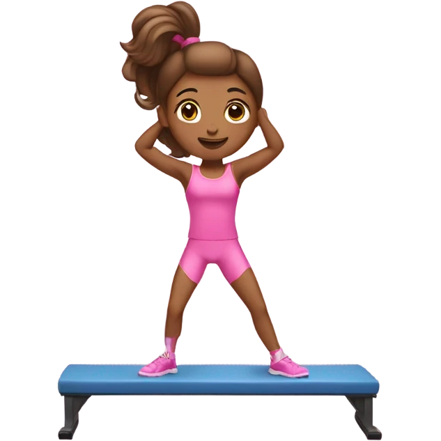 girl with a blowout doing pilates in a cute pink gym set  emoji