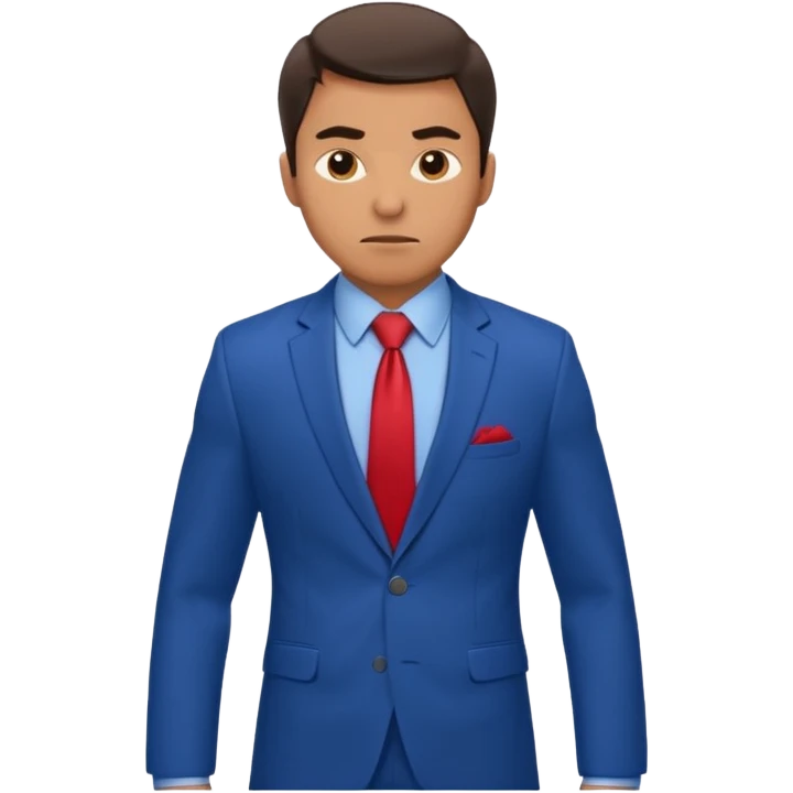 business man in a blue suit and red tie carry heavy weight on his shoulders emoji