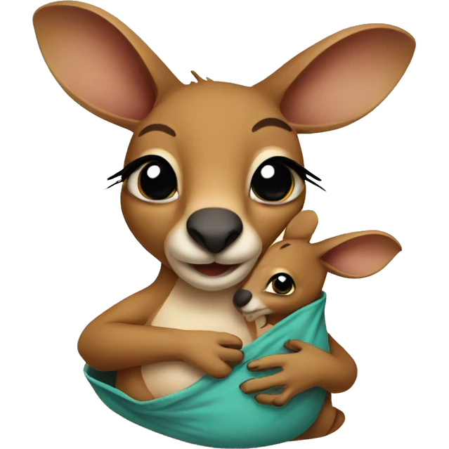 kangaroo with baby in pouch emoji