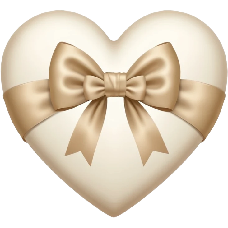 white heart with beige bow emoji