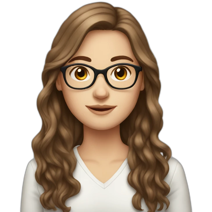 white girl with long brown hair, wearing glasses emoji