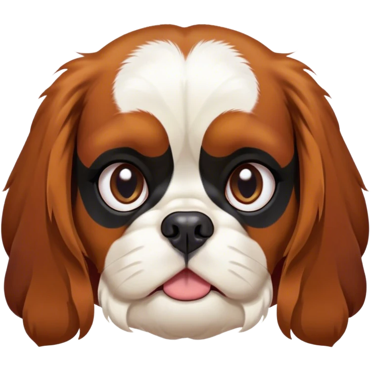 Cinematic Grumpy Tri-Colour Cavalier King Charles Spaniel Portrait Emoji, Head tilted slightly with a deeply unimpressed expression, thick tri-colour fur with pronounced black, white, and tan markings, large, droopy brown eyes narrowed into an unamused glare, ears slightly drooping in exasperation, Simplified yet comically expressive features, highly detailed, glowing with a dry, sarcastic glow, high shine, effortlessly judgmental yet dignified, stylized with a touch of cynicism, bright but brooding, soft glowing outline, capturing the essence of an eternally unimpressed yet endearing companion, so lifelike it feels like it could sigh heavily at you in disdain at any moment! emoji