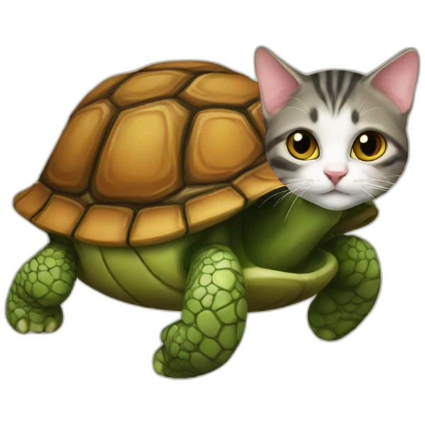 Cat on turtle emoji