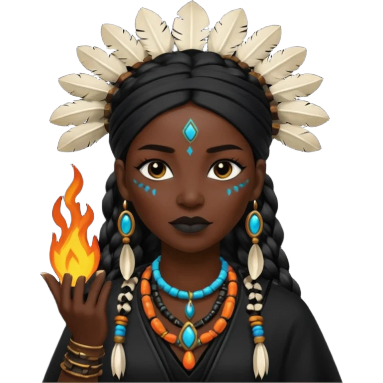 shaman woman black clothes black accesories  emoji