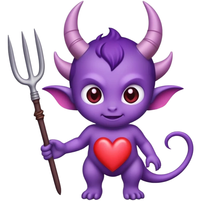 adorable baby demon with a tiny pitchfork and heart-shaped tail emoji