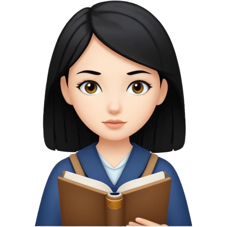 White girl black haired tudying emoji