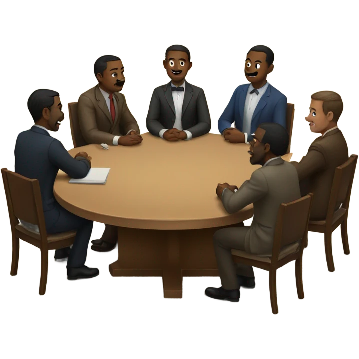 6 men sitting at a round table emoji