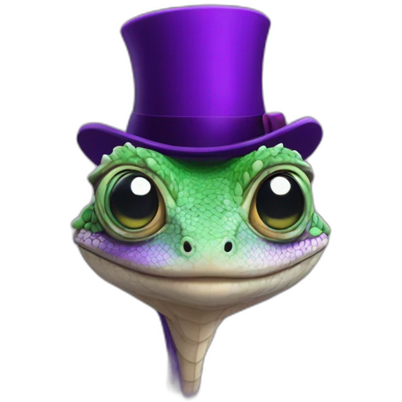 lizard with purple hat with monocle in star shape emoji