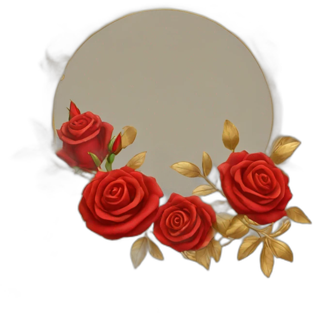 Fancy gold and red roses corner border emoji