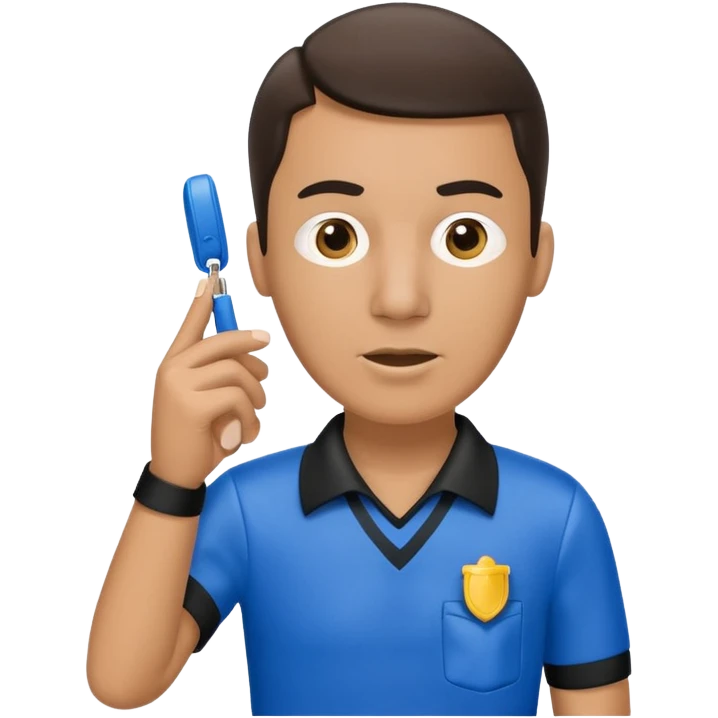 Referee, hold the whistle, blue cloth emoji