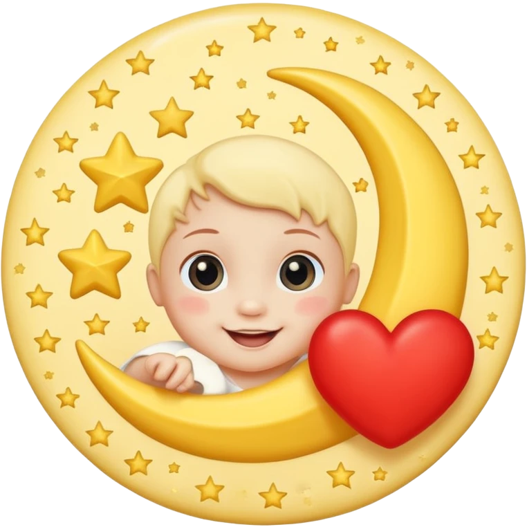 Baby butter stick with moon and stars and a red heart emoji