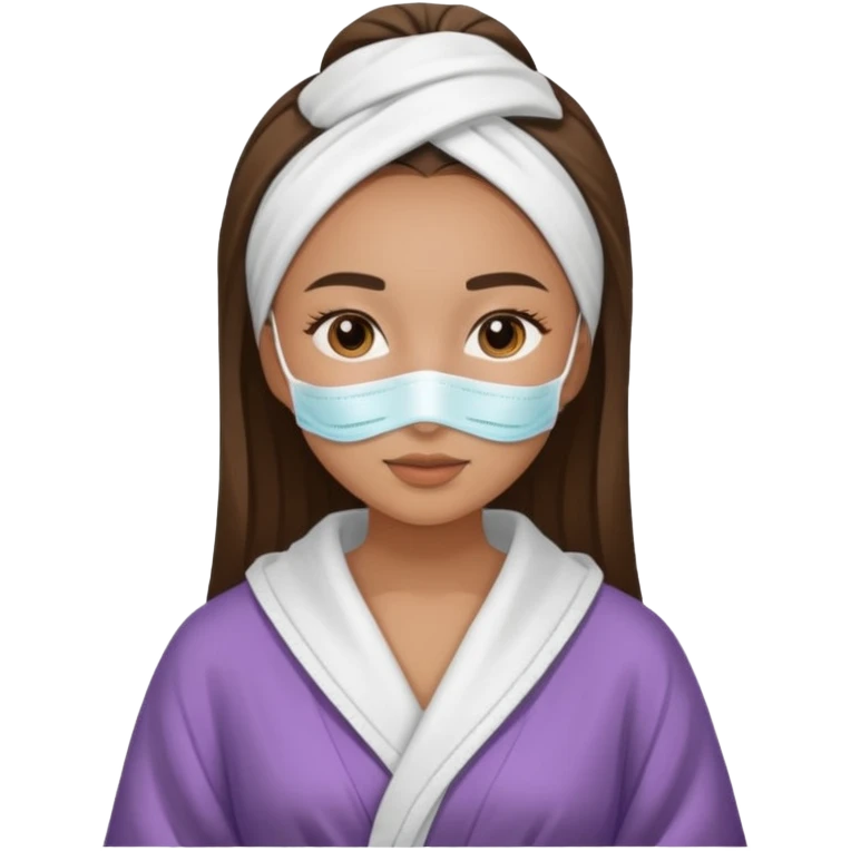 Girl with skin care face mask on and in a robe emoji