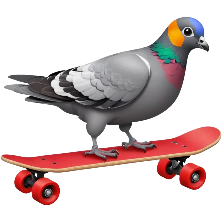 Create a pigeon on a red skateboard emoji