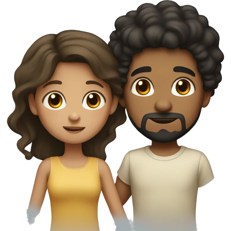 boy with black hair and goatee holding girl with long brown hair and light brown skin emoji