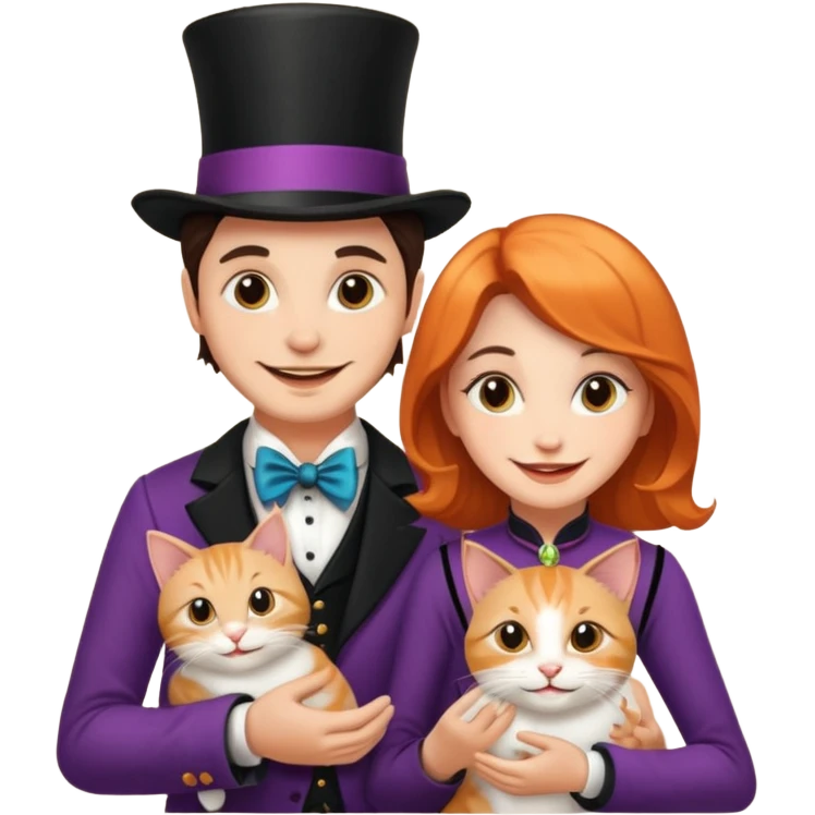 magician couple and their pet cat emoji