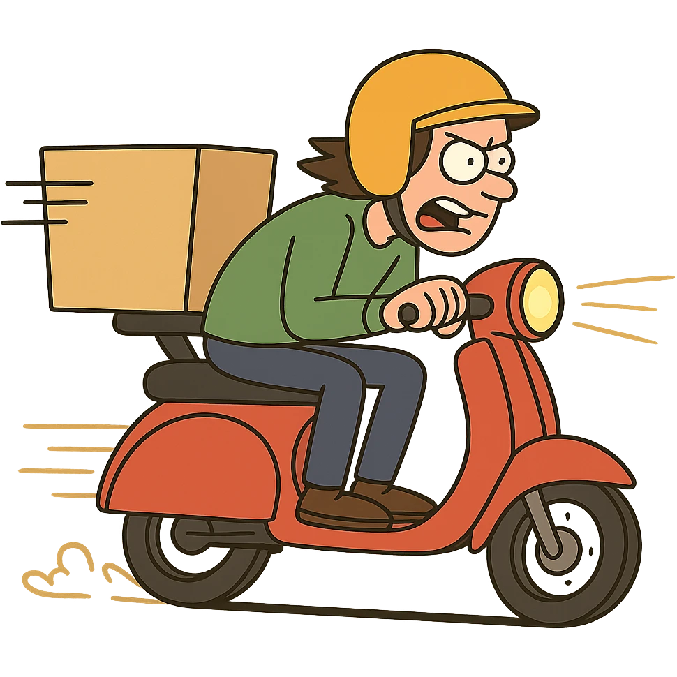 delivery scooter racing with a box, fastest delivery emoji