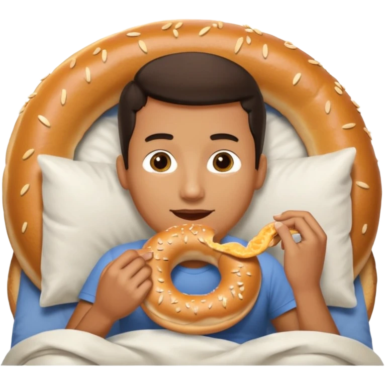 guy in bed eating a bagel emoji