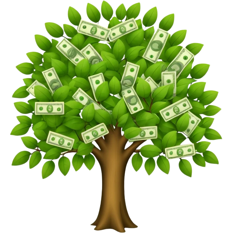 A tree with the leaves with money on it  emoji