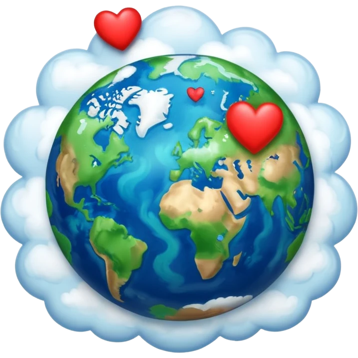 an earth with hearts around it emoji