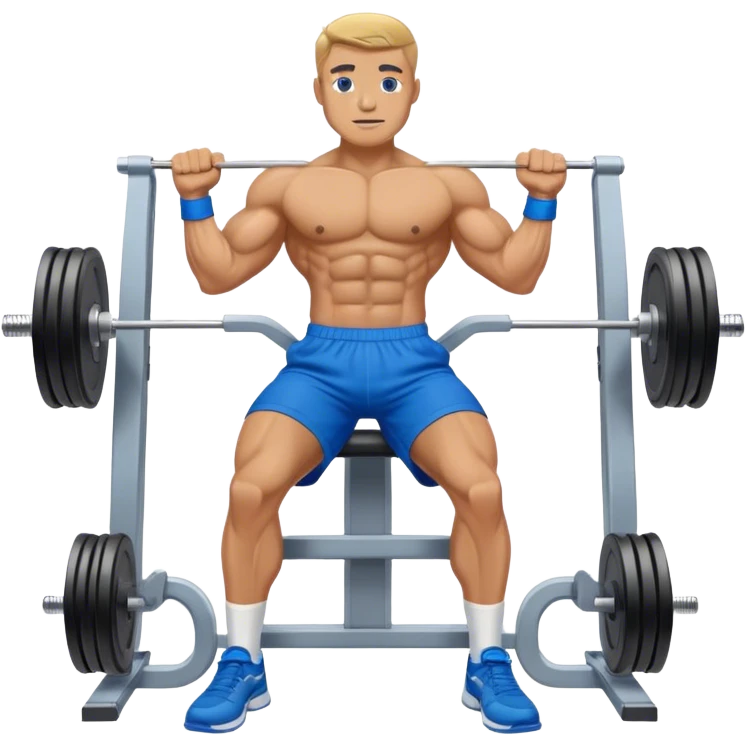 standing fit man with blue shorts cable-machine-exercise emoji