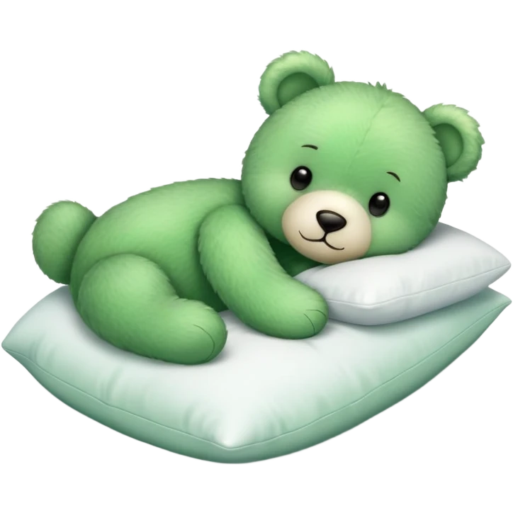 Cute Green teddy bear sleeping on a White pillow emoji