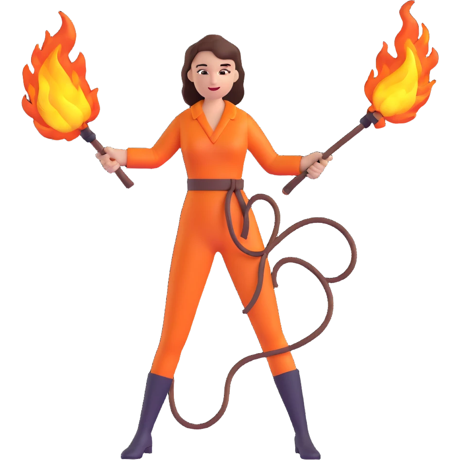 woman with a flaming whip emoji