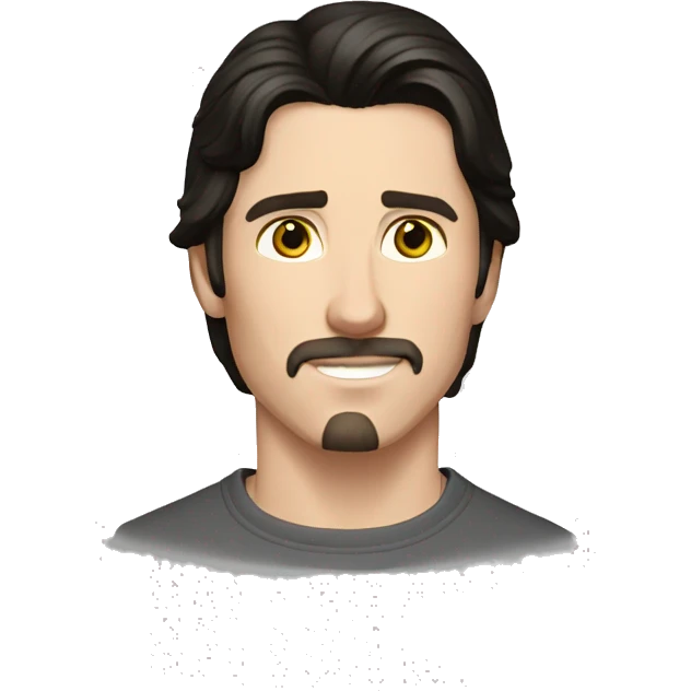 christian bale without beard, young black hair,pale emoji