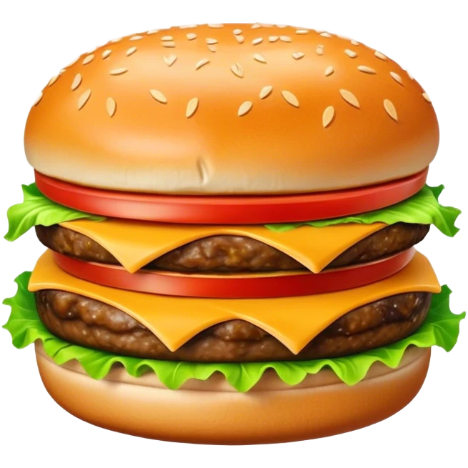 Cinematic Realistic Cheeseburger Dish Emoji, showcasing a juicy burger layered with cheese, lettuce, and tomato on a toasted bun rendered with lifelike detail and vibrant, inviting lighting. emoji