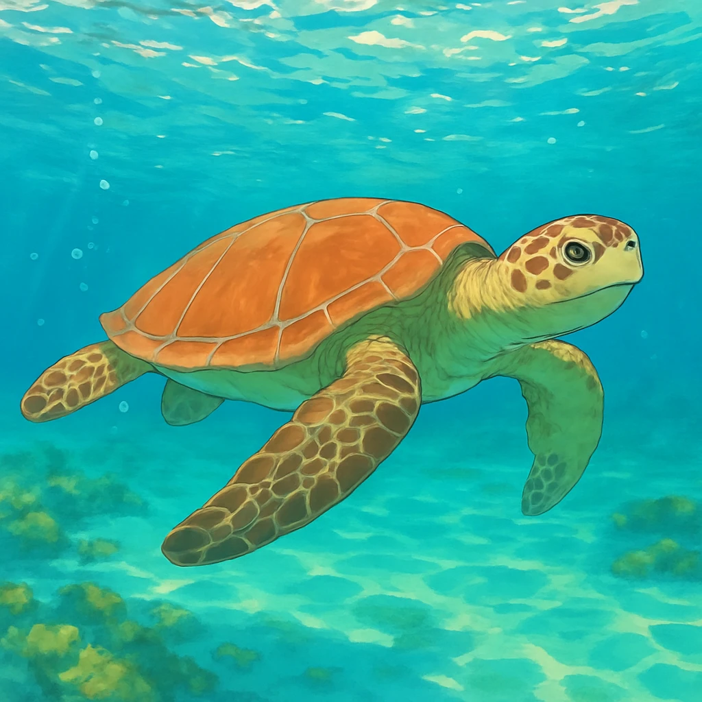 sea turtle in beautiful clear turquoise caribbean sea underwater emoji