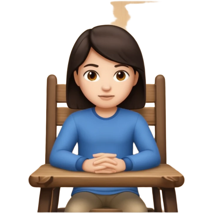 Memoji sitting on a chair from behind (pnly hair and back of the chair shown) focusing  emoji