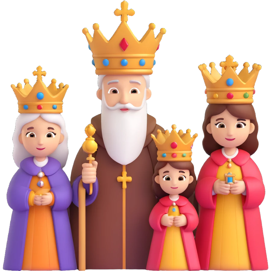 three chess pieces king queen bishop, 3D style, rich wood grain, luxurious, arranged together, no text emoji