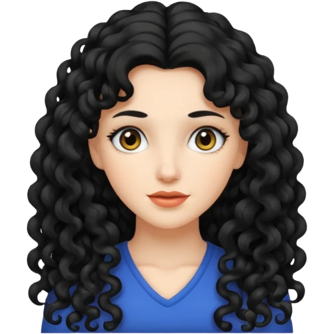 White woman with black long curly hair emoji