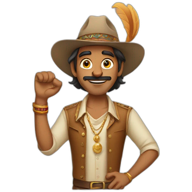 sassy indian man raising a hat with a cat claw emoji