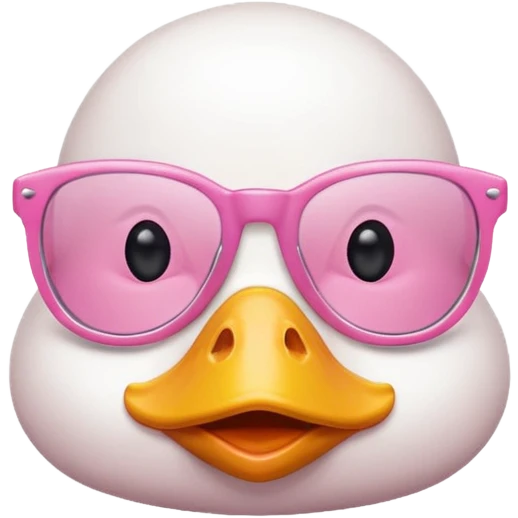 white duck with pink glasses emoji