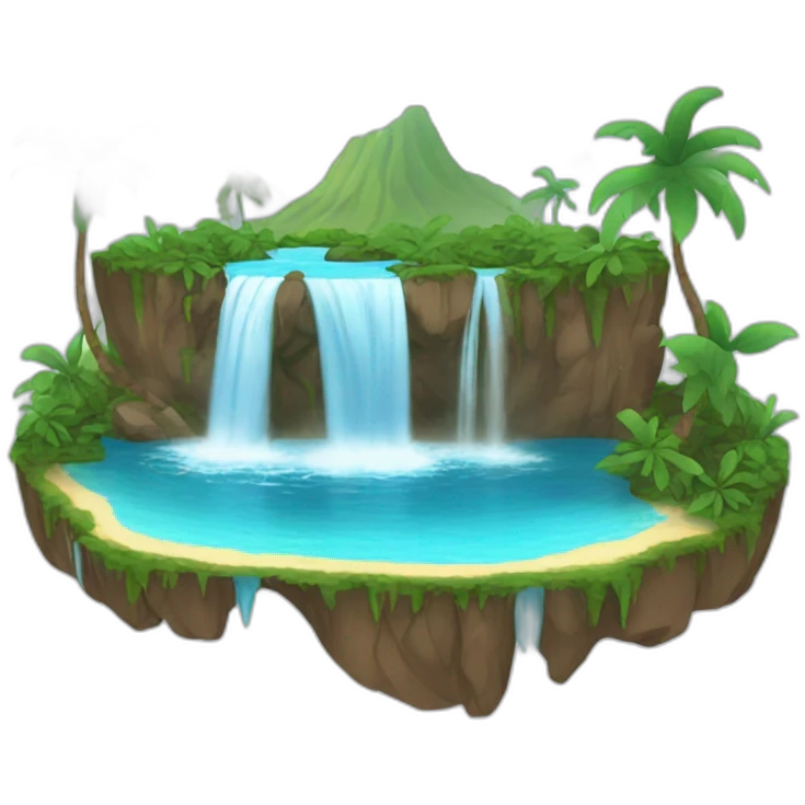 paradise island with a water fall flowing into a lake emoji