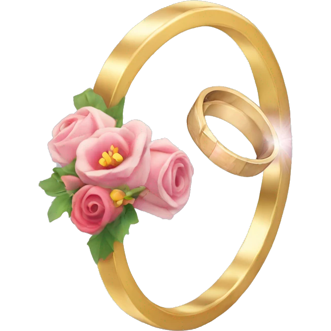 Wedding rings and flowers  emoji