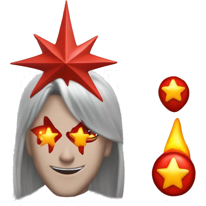 red shooting star sign on the forehead + 2 dragon horn emoji