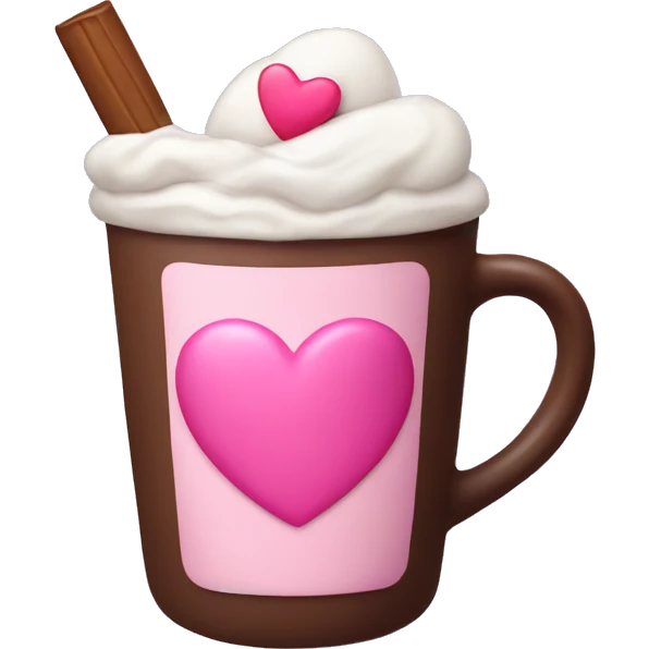 hot chocolate with a pink heart emoji