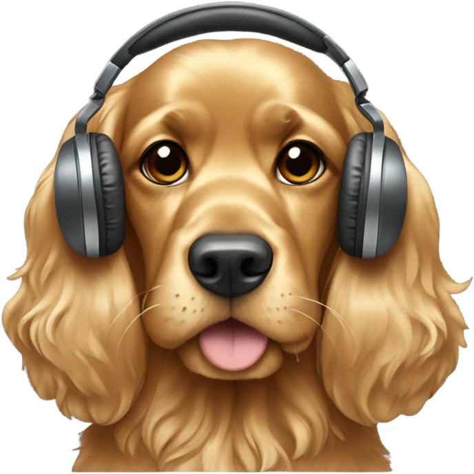 golden cocker spaniel with headphones emoji