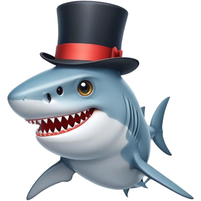 Shark with a top hat emoji