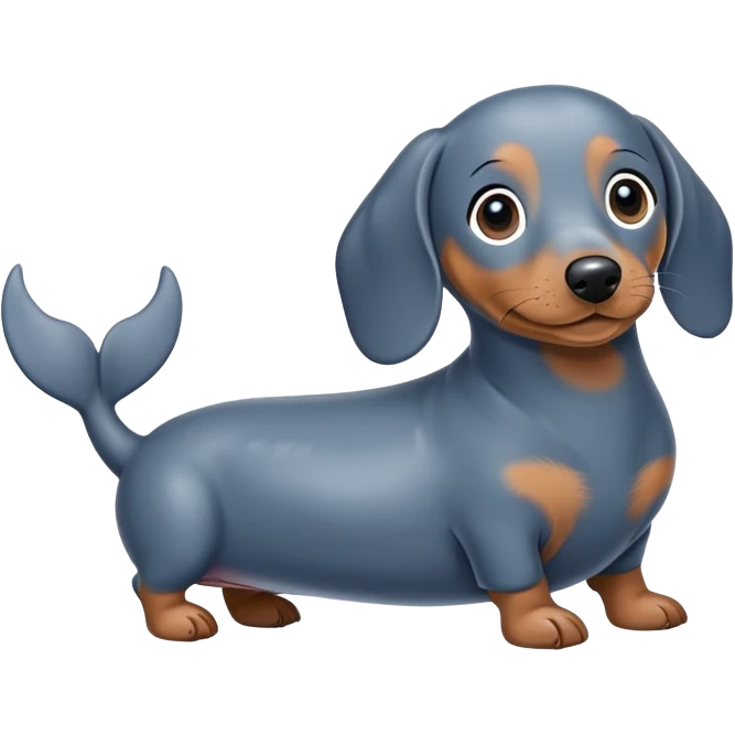 Miniature dachshund mixed with a whale emoji