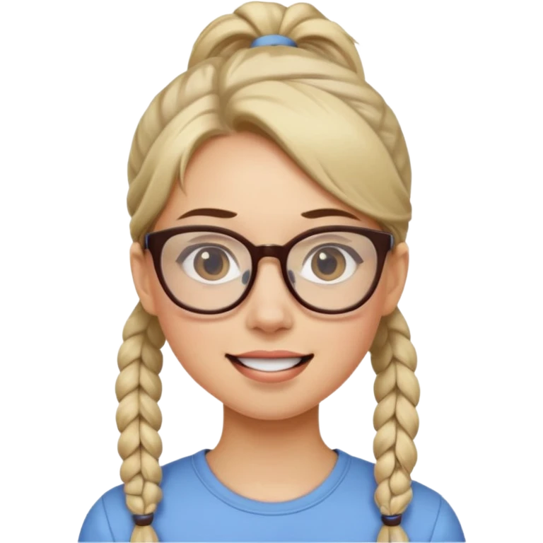  안경쓰고 덧니있는 사람 여자 포니테일 emoji