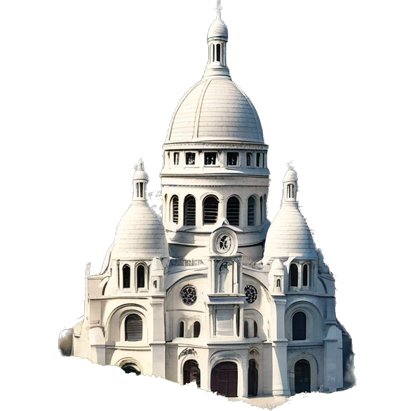 The sacré coeur in montmartre, Paris in a round for being the image of an Instagram account. Shiny weather, blue sky, looks like the perfect day to go visiting the basilique of the sacré coeur in Montmartre.  emoji