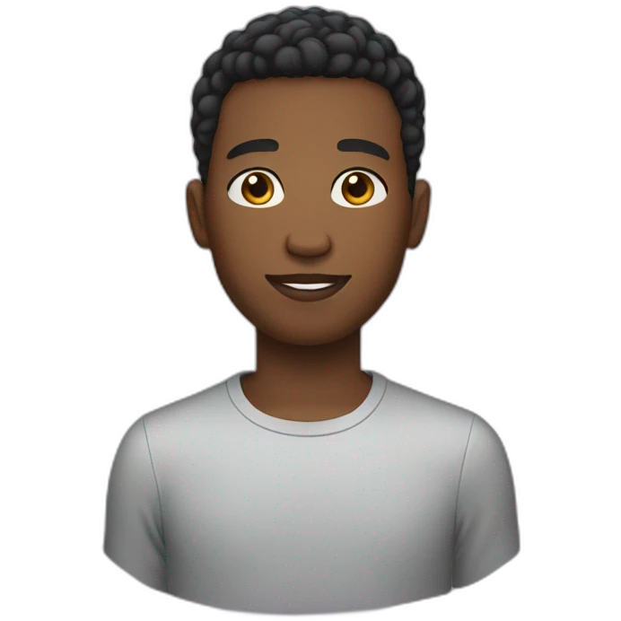 Young black man with oval face short hair emoji