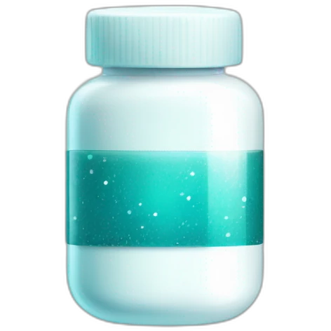 white pill bottle with teal medicine capsule, sparkles and texture emoji