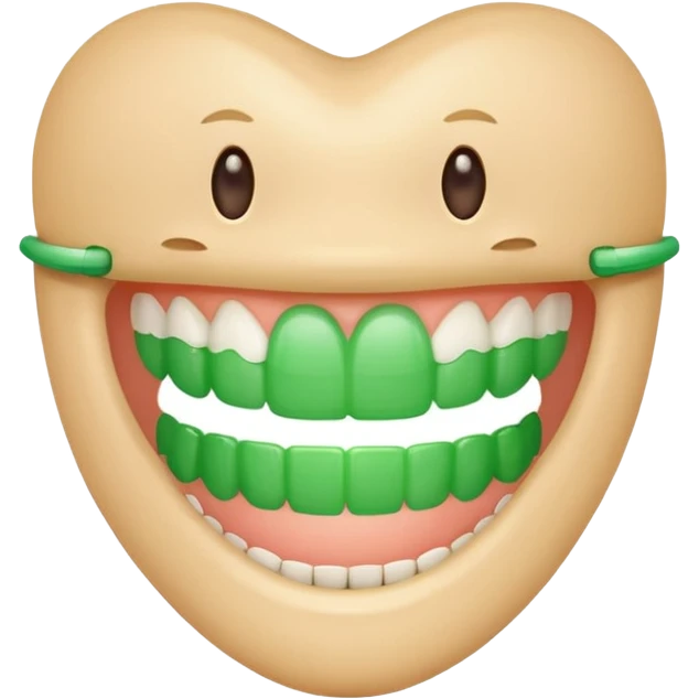 teeth with bright green braces emoji