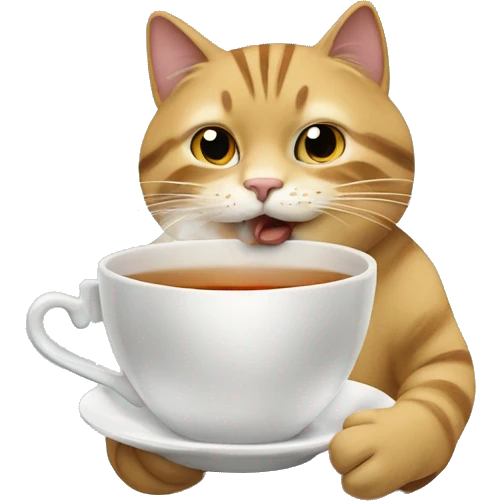 Cat trinking a cup of tea emoji