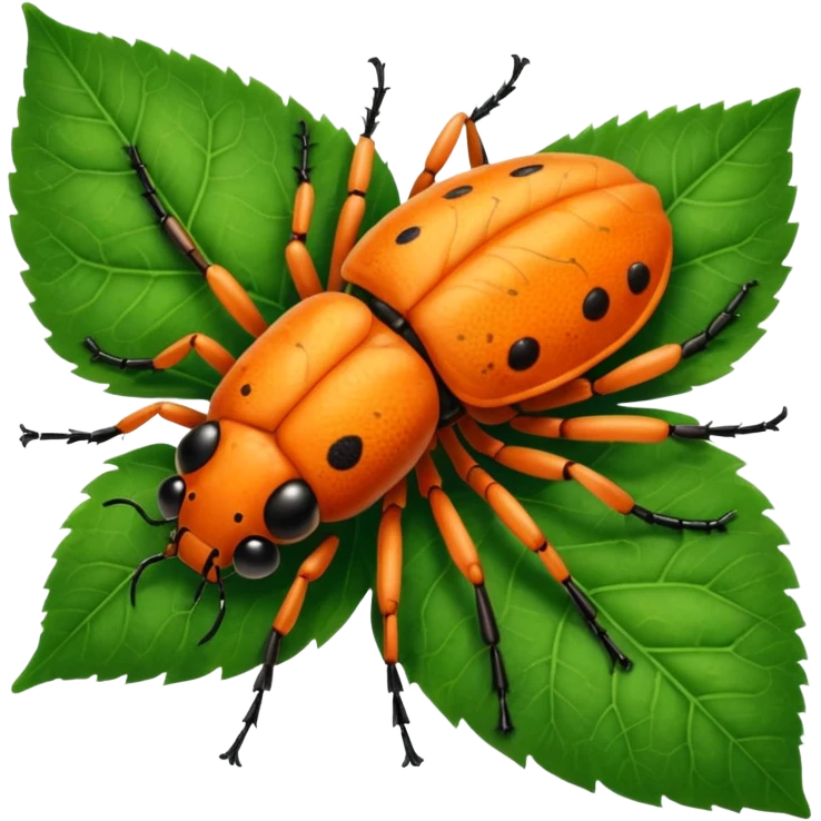  cute orange bug on leaf emoji