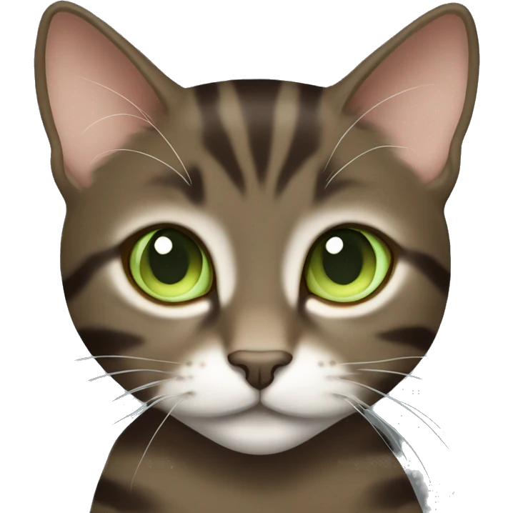 Dark brown female European tabby kitty with light green eyes  emoji